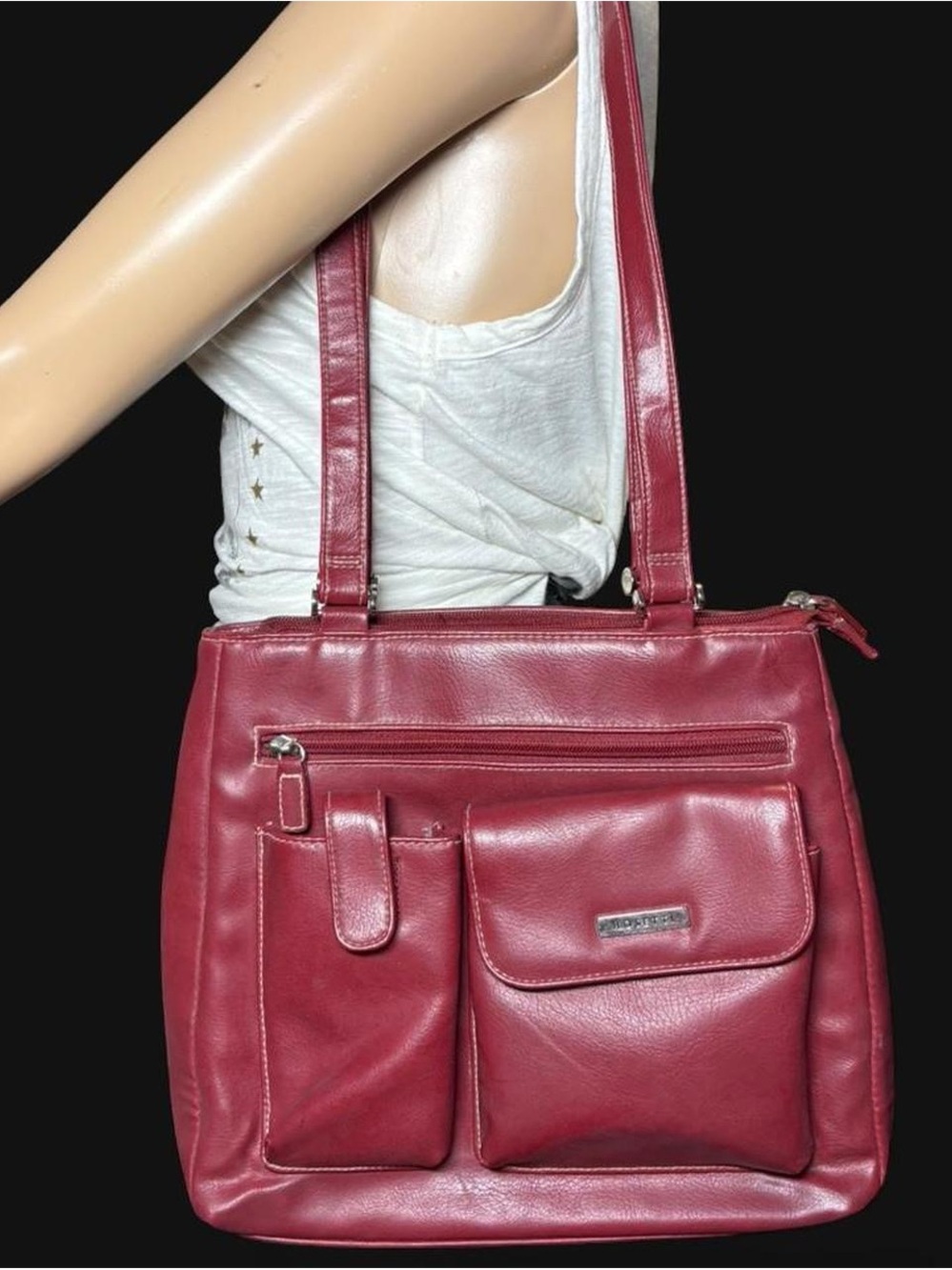 Rosetti Wine Red Leather Shoulder Bag